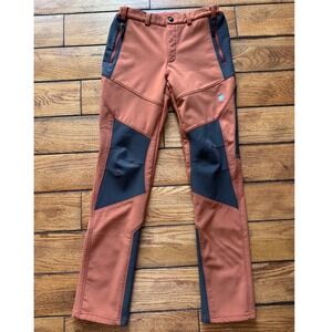 Black Yak Extreme Peak Pants Mens Sm Rust Orange Softshell Fleece Hiking Pant